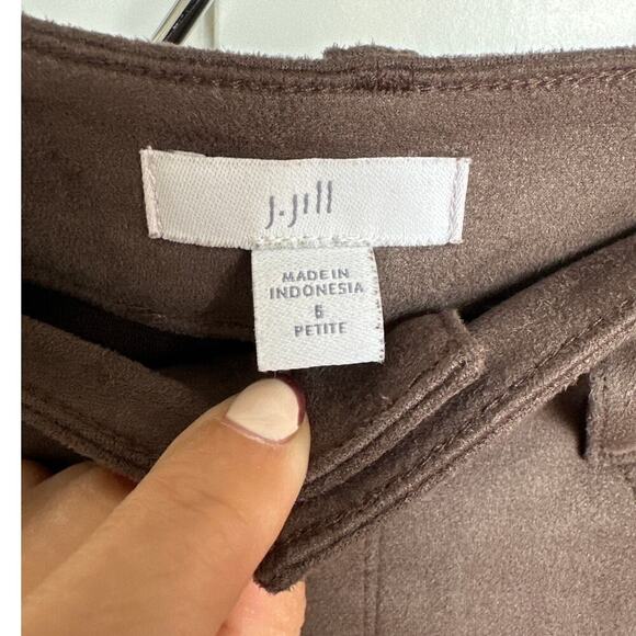 J. Jill Luxe Women's Brown Faux-Suede Pants Microfiber Stretch, Size 6P, EUC - Picture 3 of 5